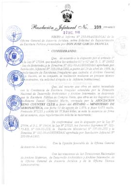 Resolución Jefatural N° 399-1999/AGN/J