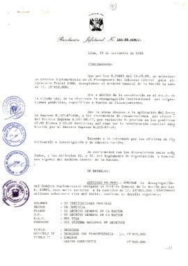 Resolución Jefatural N° 160-1988/AGN/J