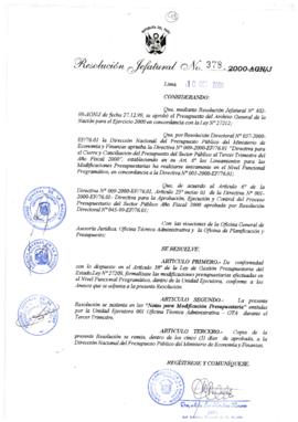 Resolución Jefatural N° 378-2000/AGN/J