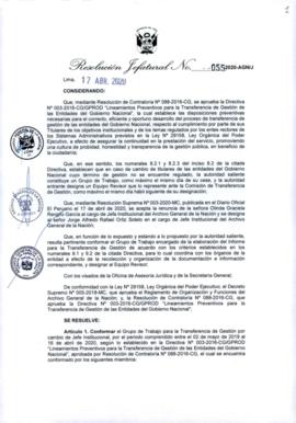 Resolución Jefatural N° 055-2020-AGN/J