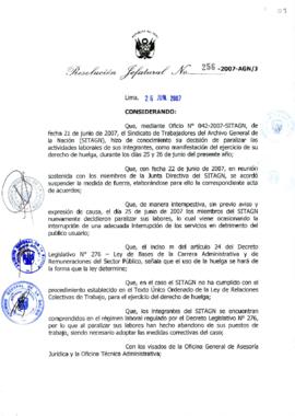 Resolución Jefatural N° 256-2007-AGN/J