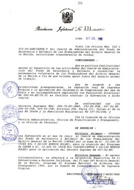 Resolución Jefatural N° 131-1995/AGN/J