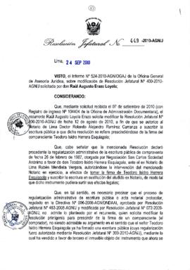 Resolución Jefatural N° 449-2010-AGN/J