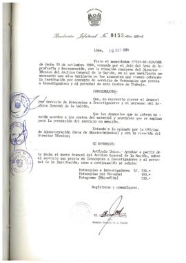 Resolución Jefatural N° 153-1984/AGN/J