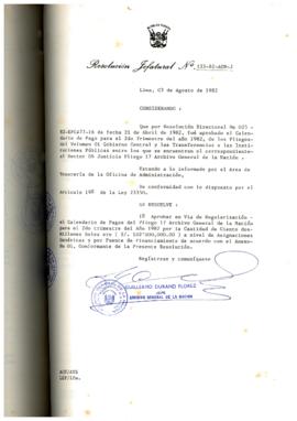 Resolución Jefatural N° 133-1982/AGN/J
