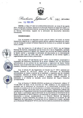 Resolución Jefatural N° 044-2015-AGN/J
