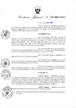 Resolución Jefatural N° 336-2009-AGN/J