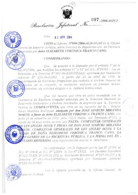 Resolución Jefatural N° 097-2004-AGN/J
