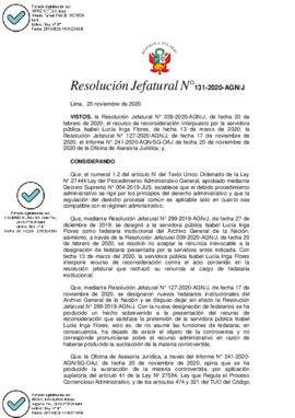 Resolución Jefatural N° 131-2020-AGN/J