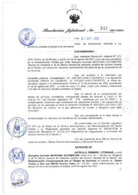 Resolución Jefatural N° 342-2001/AGN/J