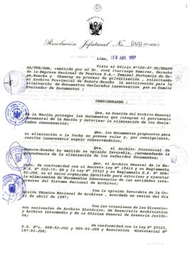 Resolución Jefatural N° 060-1997/AGN/J