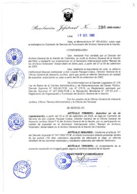 Resolución Jefatural N° 296-2005-AGN/J