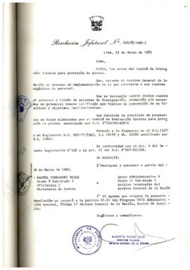 Resolución Jefatural N° 020-1982/AGN/J