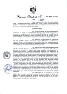 Resolución Directoral N° 012-2015-AGN/OTA