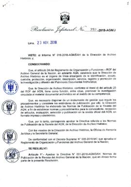 Resolución Jefatural N° 292-2018-AGN/J