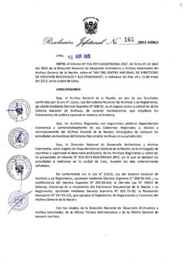 Resolución Jefatural N° 165-2013-AGN/J