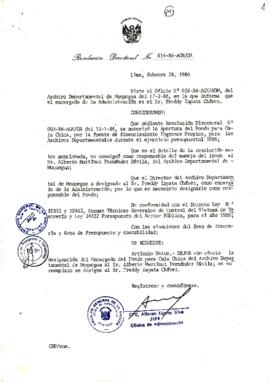 Resolución Directoral N° 14-86-AGN/OA