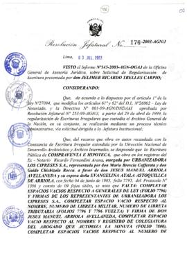 Resolución Jefatural N° 176-2003-AGN/J