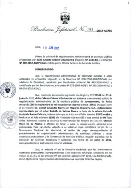 Resolución Jefatural N° 181-2012-AGN/J