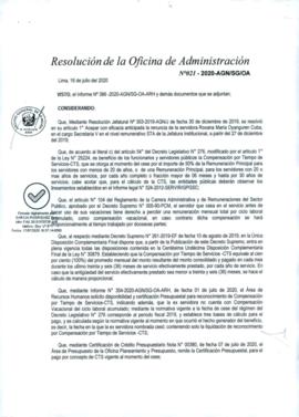 Resolución de la Oficina de Administración N° 021-2020-AGN/SG-OA