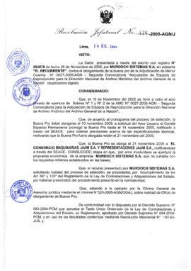 Resolución Jefatural N° 426-2005-AGN/J