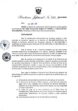 Resolución Jefatural N° 019-2013-AGN/J