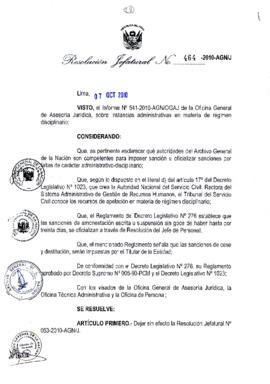 Resolución Jefatural N° 464-2010-AGN/J
