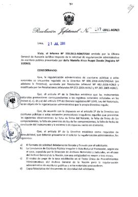 Resolución Jefatural N° 277-2011-AGN/J