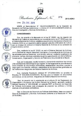 Resolución Jefatural N° 026-2019-AGN/J