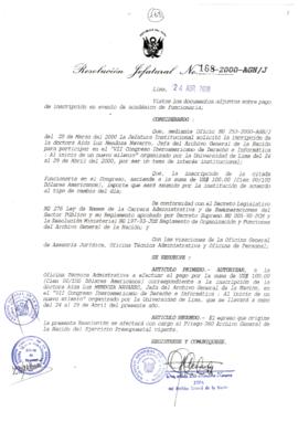 Resolución Jefatural N° 168-2000/AGN/J