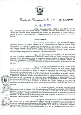 Resolución Directoral N° 011-2011-AGN/OTA