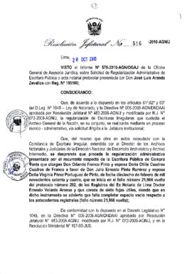 Resolución Jefatural N° 516-2010-AGN/J