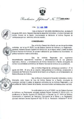 Resolución Jefatural N° 387-2009-AGN/J