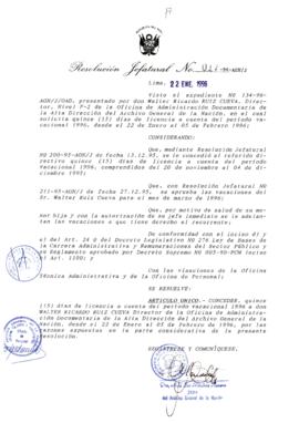 Resolución Jefatural N° 017-1996/AGN/J