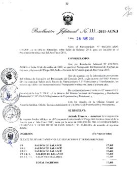 Resolución Jefatural N° 113-2011-AGN/J