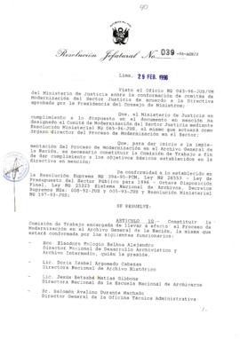 Resolución Jefatural N° 039-1996/AGN/J