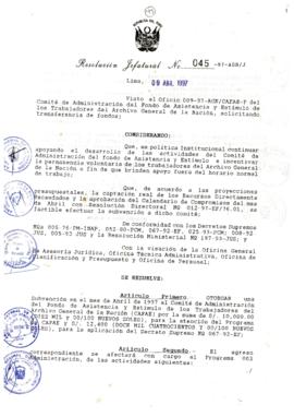 Resolución Jefatural N° 045-1997/AGN/J