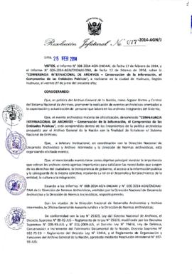 Resolución Jefatural N° 077-2014-AGN/J