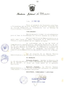 Resolución Jefatural N° 098-1995/AGN/J