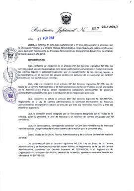 Resolución Jefatural N° 057-2014-AGN/J