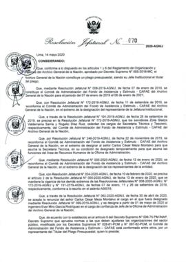 Resolución Jefatural N° 070-2020-AGN/J