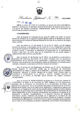 Resolución Jefatural N° 394-2012-AGN/J