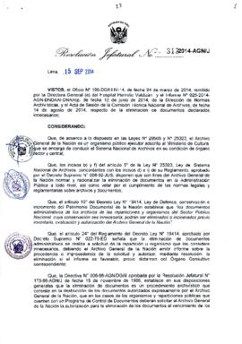 Resolución Jefatural N° 313-2014-AGN/J
