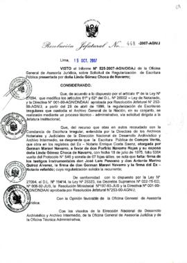 Resolución Jefatural N° 448-2007-AGN/J