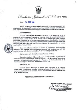 Resolución Jefatural N° 042-2016-AGN/J