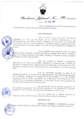 Resolución Jefatural N° 240-2004-AGN/J