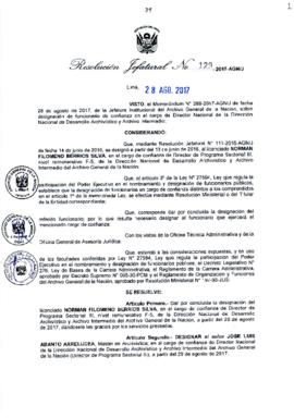 Resolución Jefatural N° 129-2017-AGN/J