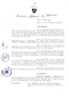Resolución Jefatural N° 012-1997/AGN/J