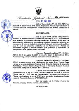 Resolución Jefatural N° 004-2007-AGN/J