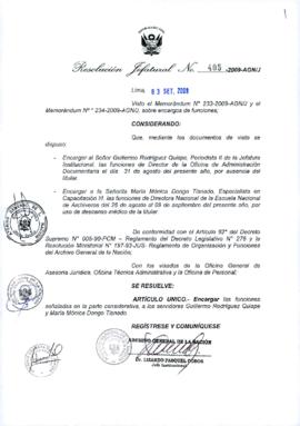 Resolución Jefatural N° 405-2009-AGN/J